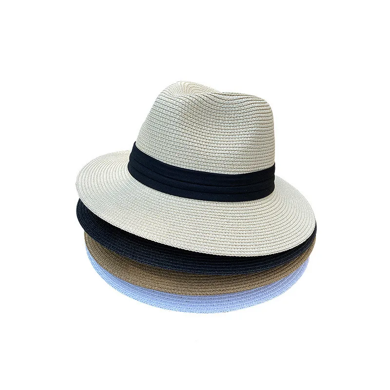 

Women's Large Summer Breathable Sunscreen Straw Hat Men's Fashion Outdoor Casual Panama Wide Brim Beach Cool Jazz Unisex Sun Hat