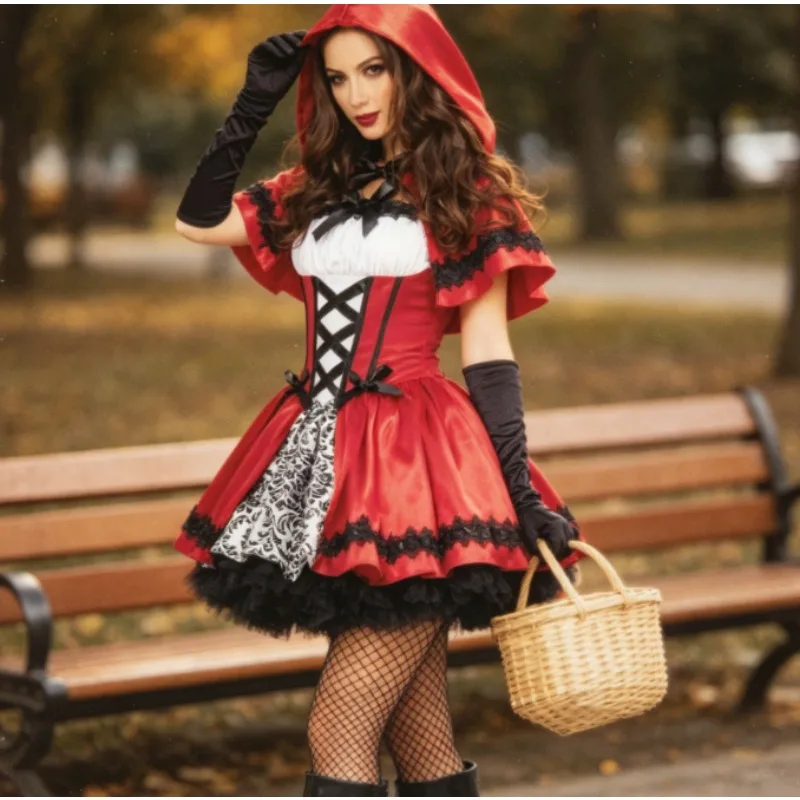 

Anime Halloween Red Riding Hood Princess Uniform Lingerie Role Play Outfit for Adult Party Game Cosplay