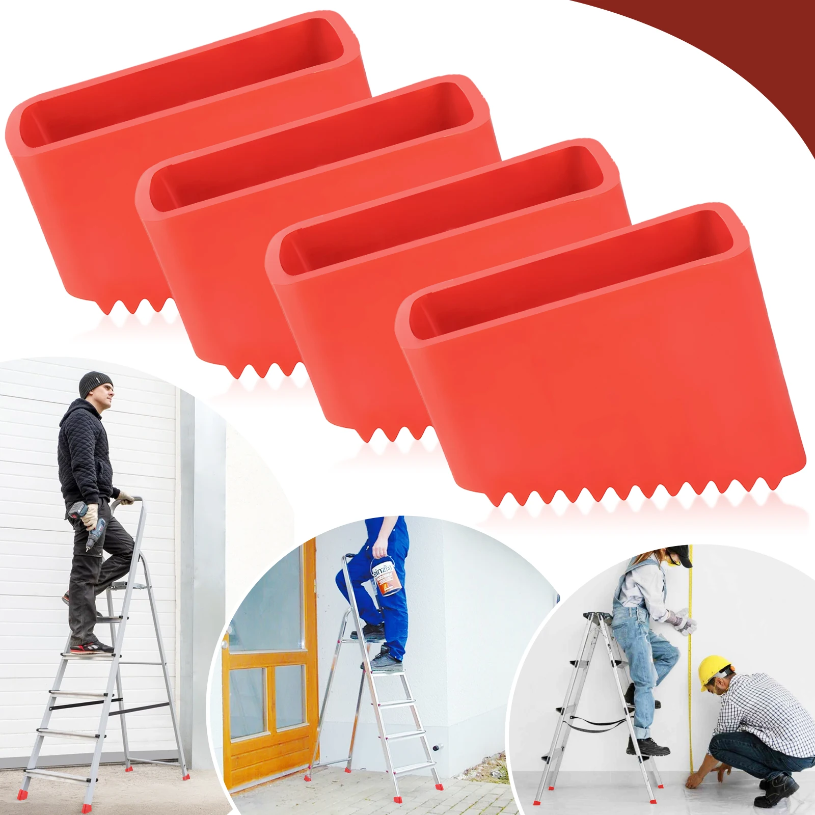 4 Pcs Ladder Non-slip Feet Step Aluminum Foot Retractable Stairs Pads Rubber Tips Replacement Covers For Protector