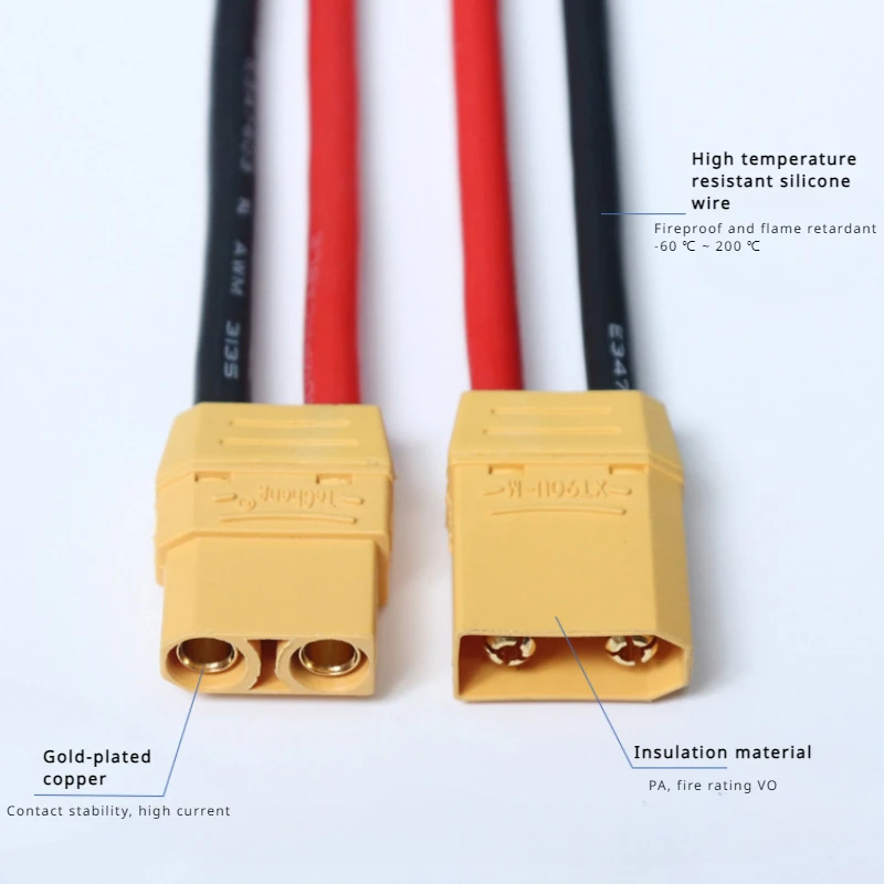 Bateria de lítio masculina e fêmea da tomada, cabo bonde do poder do teste do ajuste, UL3135, XT30, XT60, XT90