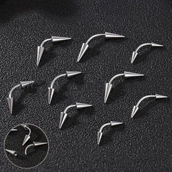 2pcs/6pcs Spike Eyebrow Piercing Jewelry Stainless Steel Curved Barbell Eyebrow Tragus Lip Rings Earrings For Men