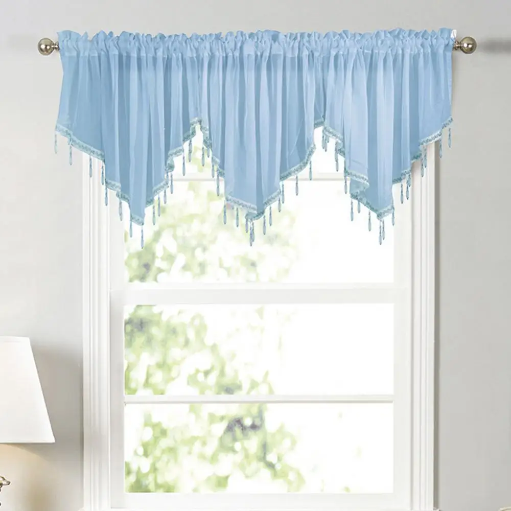 

Solid Color Triangle Shape Kitchen Short Curtain Window Valance Drape Home Decor