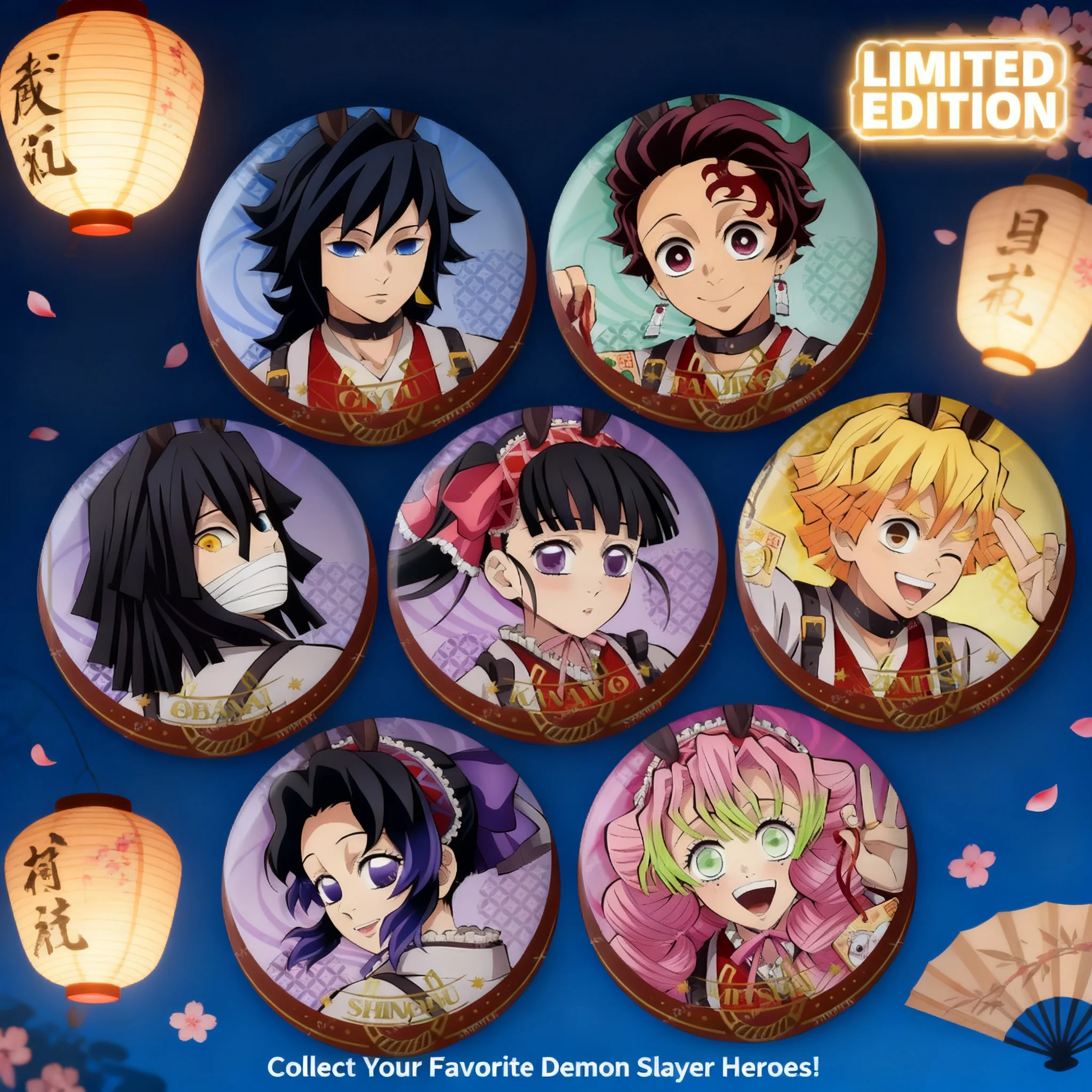 

Demon Slayer Kimetsu no Yaiba Merchandise 2026 New Year Series Badge Pin 75mm Acrylic Keychain 6 5x9cm Instant Photo