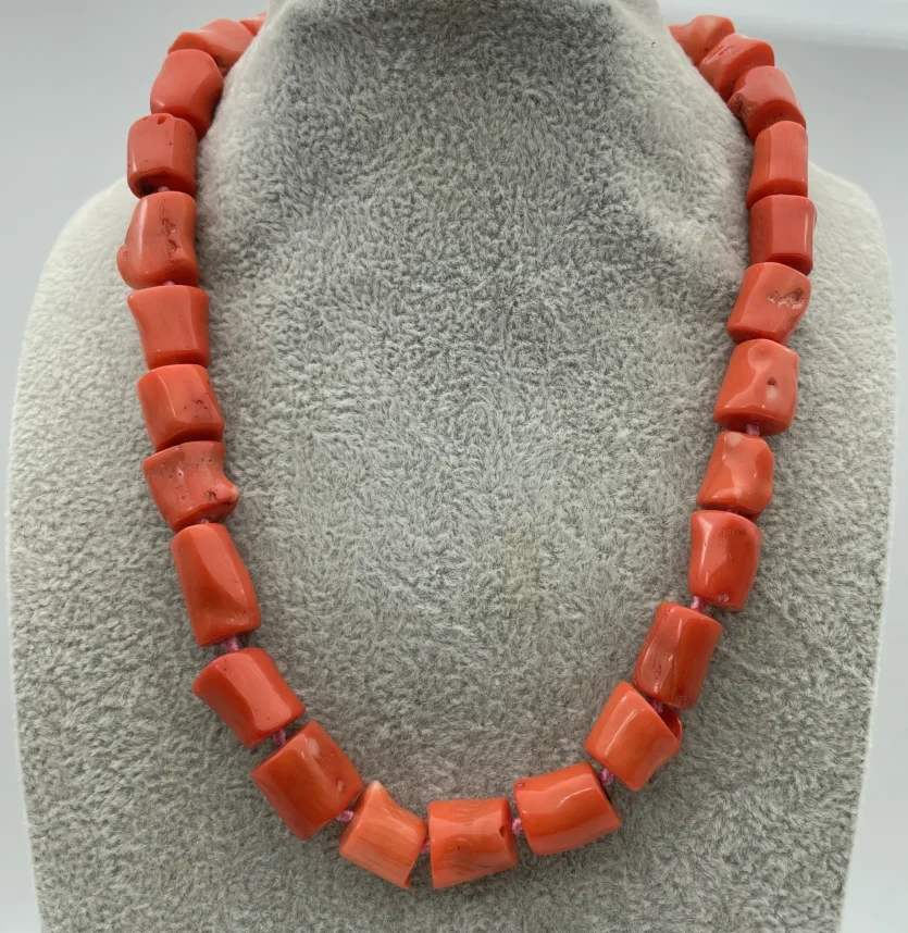 

original baroque cylinder pink coral necklace 17inch