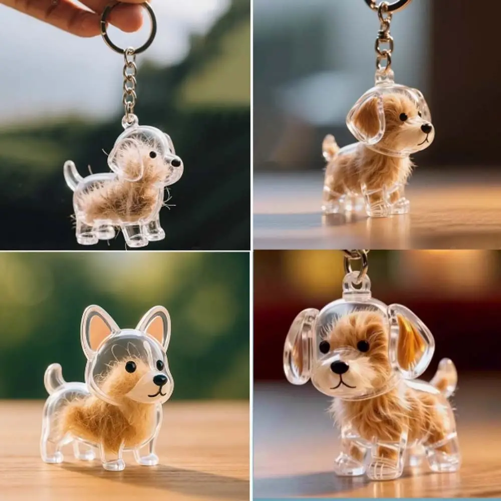 

Dog Shape Dog Hair Storage Box Transparent Hair Grooming Pet Hair Keychain Acrylic DIY Handmade Puppy Pendants Pet lovers