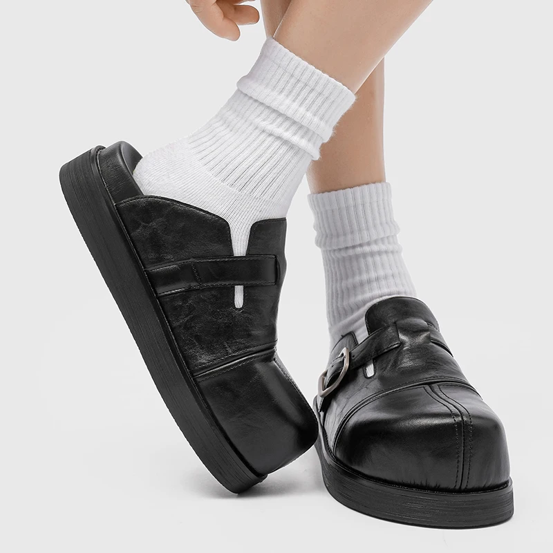 Classic Summer New Thick Bottom Baotou Couple Slippers Decorated with Metal Buckles Daily Commuting Boken Slippers