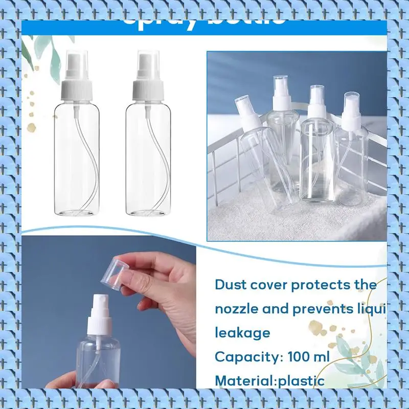 

NOCM 50PCS 100 Ml Transparent Plastic Perfume Atomizer Small Mini Empty Spray Refillable Bottle Travel Bottles Set