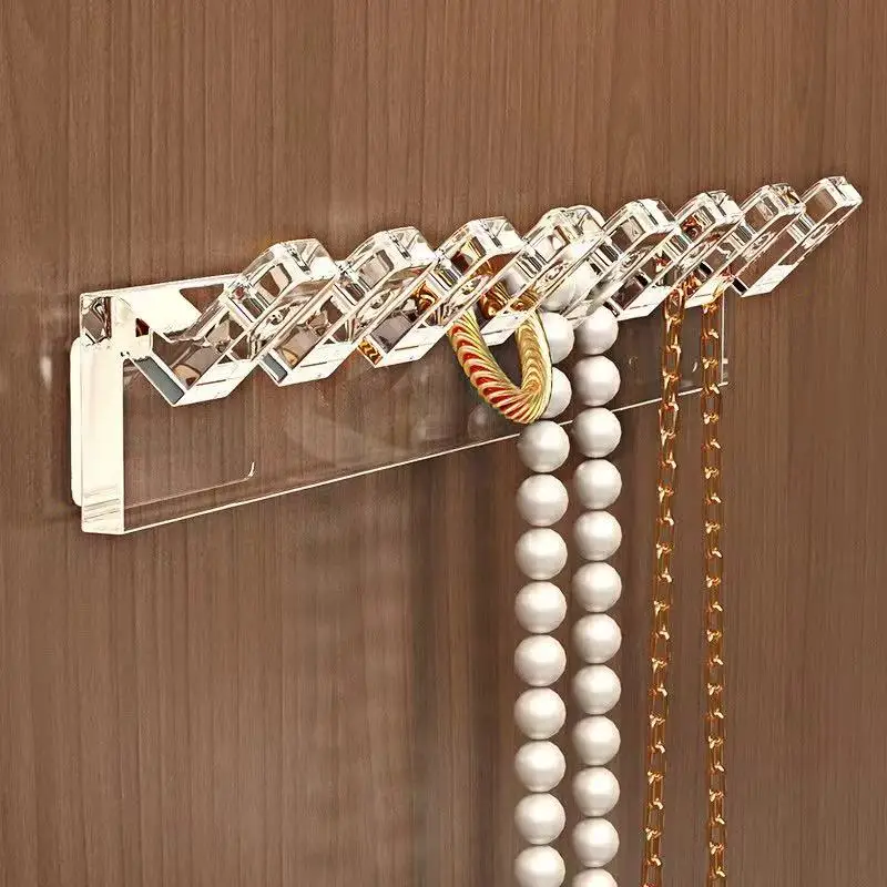 Estante de almacenamiento de collares detrás de la puerta del gabinete con espejo, estante de presentación de joyería antienredos, adecuado para hombres y mujeres, 3/6/12/18 Uds.