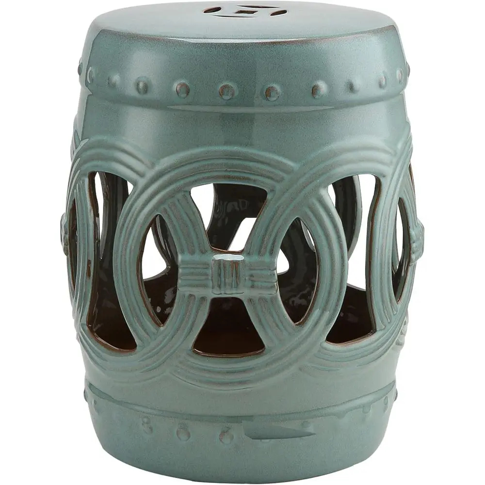 

Керамический садовый стул, приставной столик с плетеным узором, акцентный столик для дома и улицы, подставка для растений из прочного глазурованного материала