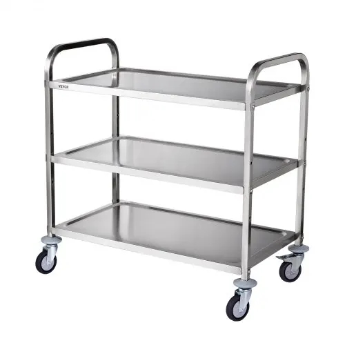 3 Tiers Kitchen Utility Cart Stainless Steel Service Cart on Wheels for Indoor and Outdoor Use