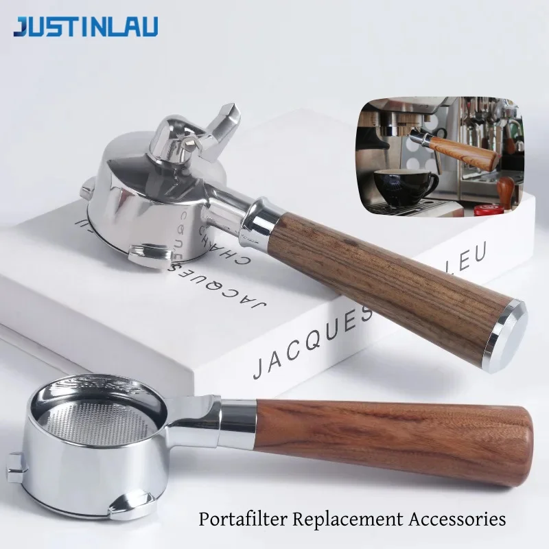 JUSTINLAU M10 Espresso Portafilter Replacement Parts Removable DIY Wooded Handle for 51/53/58mm Home Barista Coffee Accessories