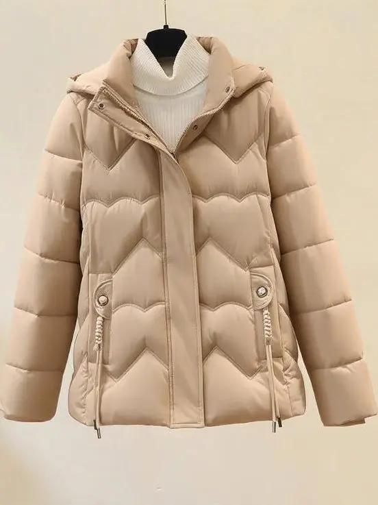 

Женская утепленная стеганая куртка-пуховик из хлопка с капюшоном на молнии, теплая зимняя верхняя одежда в корейском стиле, приталенный крой