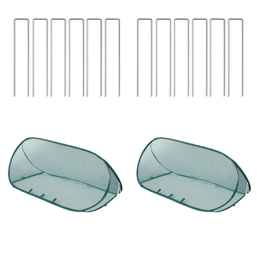 Pop-up Garden Cover with Breathable Mesh and Ground Nails for Plant Rows Vegetable Beds and Ornamental Plant Areas