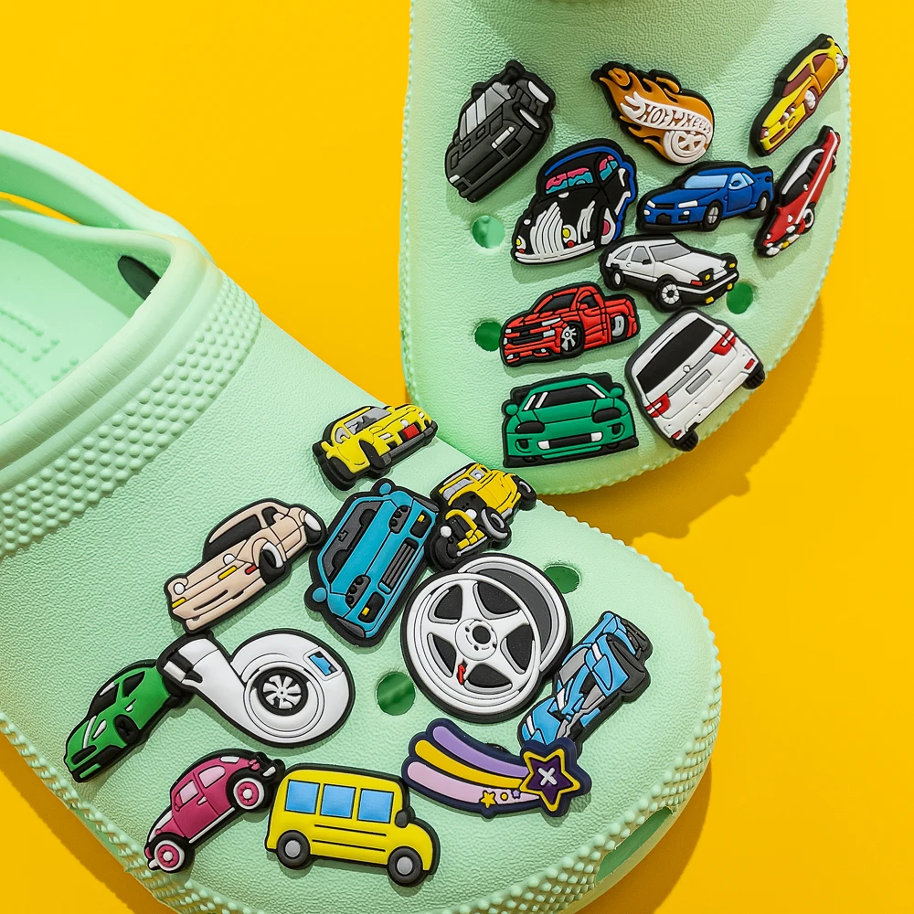 1pcs Clog Charms Cars Cool Roadster SUV PVC Clips Accessories Mini Classic Car Shoe Charms Turbine Clog Pin Kids Gift image 2