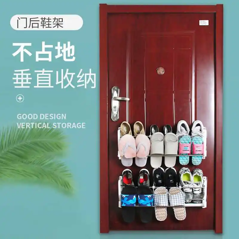 Door Back Shoe Rack Magnetic Suction Hanging Nail Free Storage Slipper Rack Saves Space Household Storage Rack