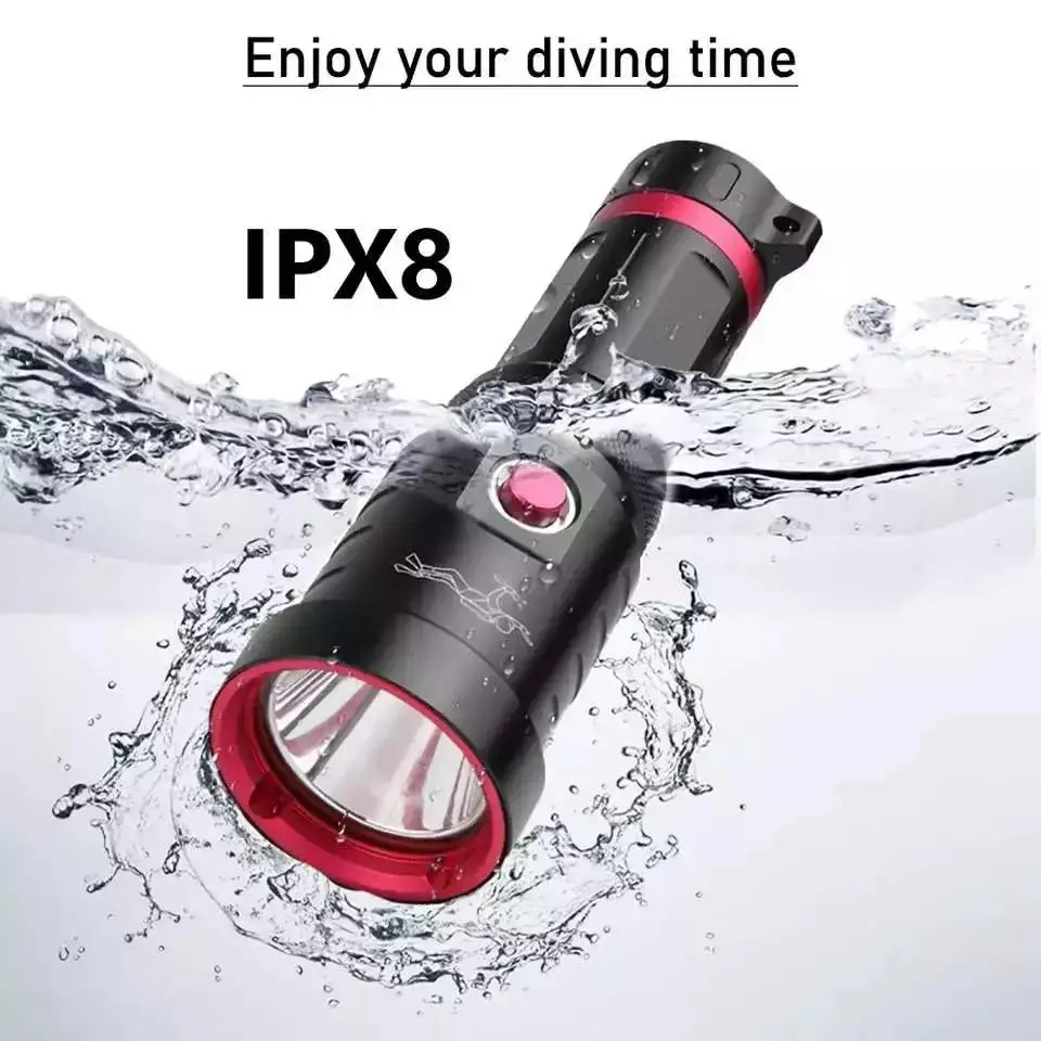 Linterna de buceo XHP70, linterna LED de alta potencia con batería 18650, 150M, resistente al agua IPX8, luz de buceo profesional