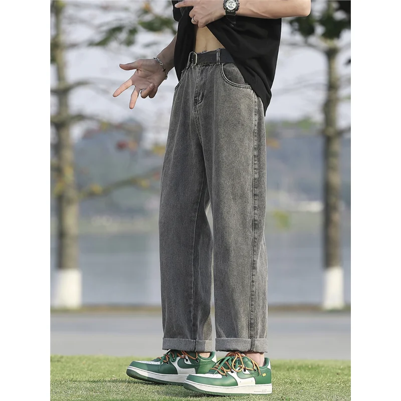 

plus Size 300 Pou Straight Leg Jeans Men Women High Street Loose Wide Leg Pants Autumn Faion Trendy Brand Jeans