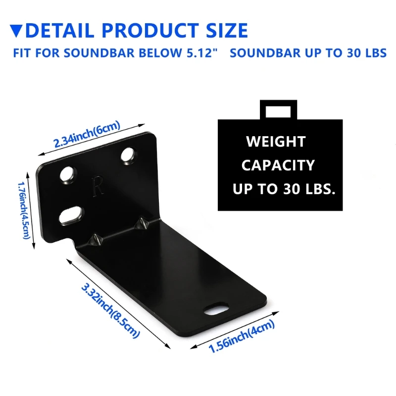 Solido supporto per altoparlante Mensola montaggio per soundbar Staffa montaggio in metallo per soundbar Aggiunta perfetta