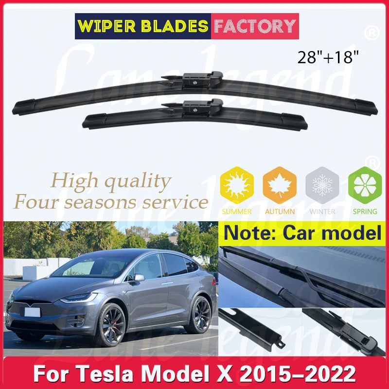 

For Tesla Model X 2015 - 2022 Car Front Wiper Blades Windshield Window Rubber Car Accessories （No water spray function） 28"+18"