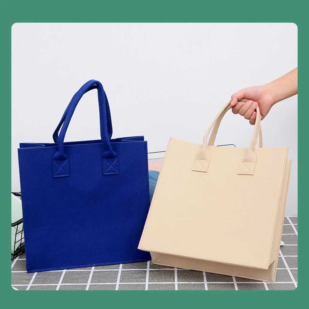 New Large Women Capacity Felt Tote Bag Casual Reusable Shopping Bag Portable Eco-friendly Tote Bag Unisex Student Handbag