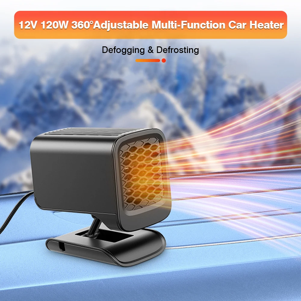 Car Heater 12/24V Portable Car Heating Fan 2 in 1 Cooling Heating Auto Windshield Window Defroster Car Anti-Fog Heater Demister