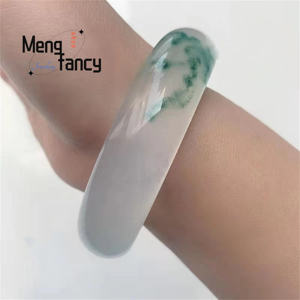 Natural Quartzite Ice Jade Floating Flower Bangle Elegant Exquisite High-grade Luxury Quality Fashion Fine Jewelry Holiday Gift