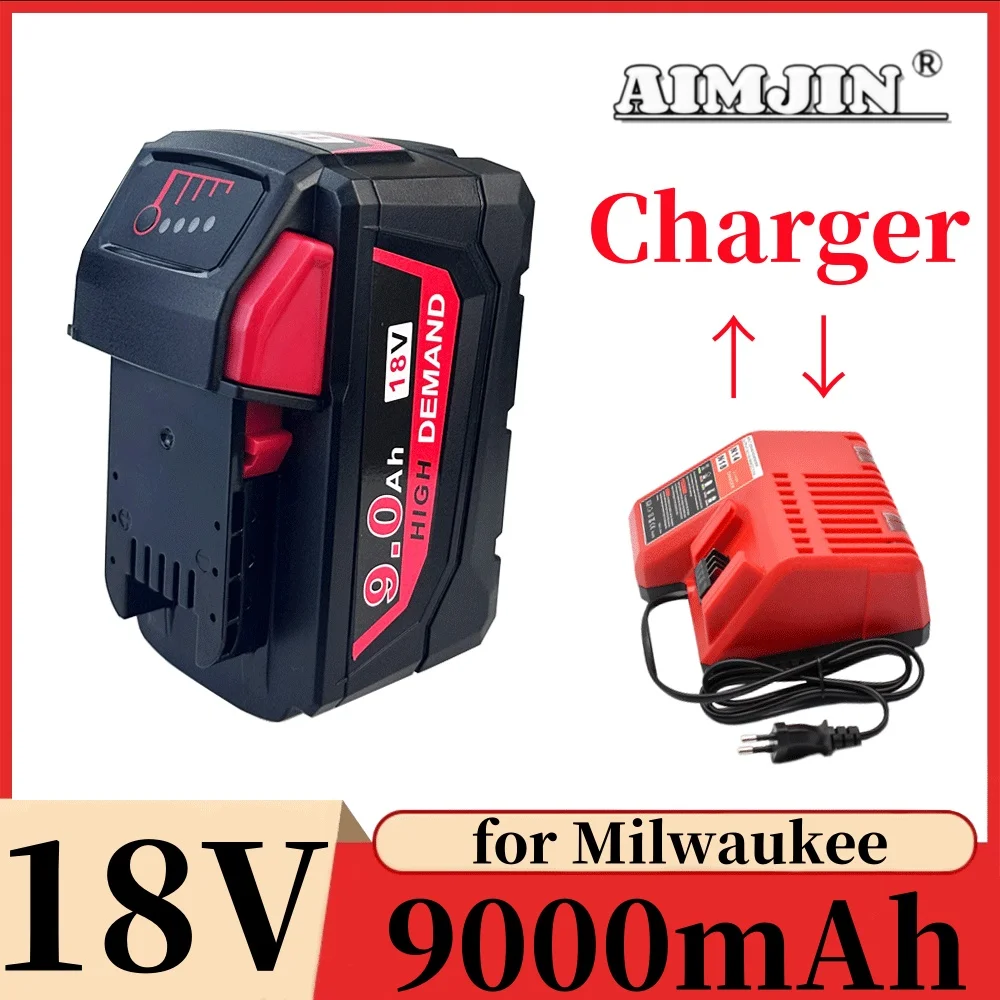 ミルウォーキー用リチウムイオンバッテリー,18v,9000mah,m18,xc,48-11-1815,m18b2,m18b4,m18b5,m18b,m18b9,m18bx,l50 48-11-1860