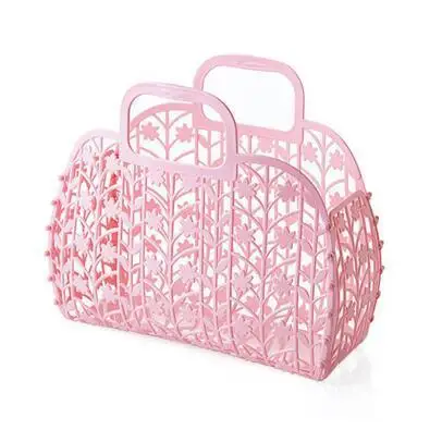 Bathroom Hollow Washing Storage Basket Women Bath Basket Foldable Flower Mesh Portable Laundry Basket Home Clothes Organizer