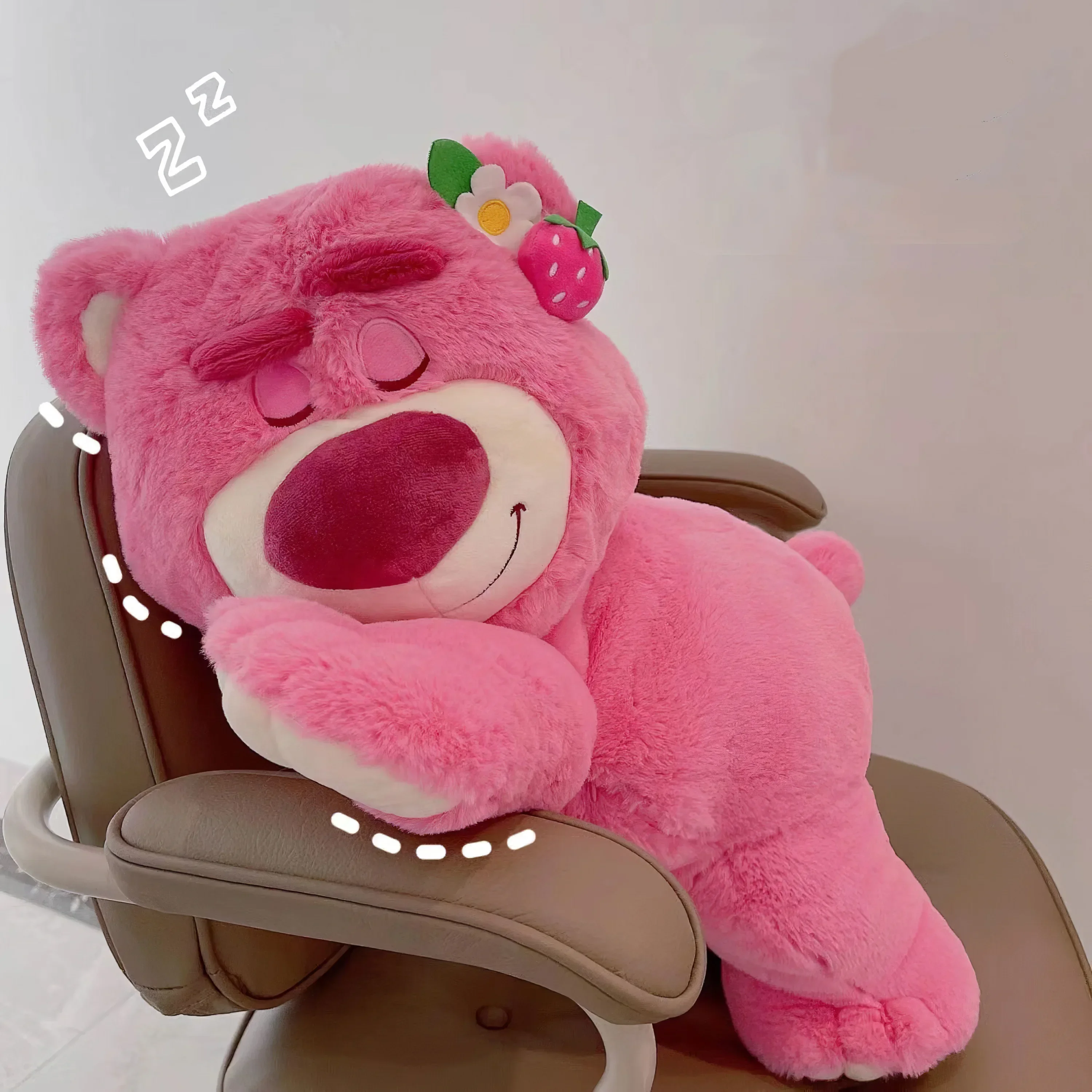 80cm Anime Toy Story Lots-o-Huggin Bear Plush Toy Kawaii Lying Sleeping Lotso Bear Plush Soft Stuffed Doll Pillow Birthday Gift