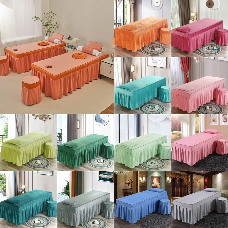 Beauty Salon Bed Skirt Spa Bed Cover With Face Hole Square Massage Table Bed Cover Sheet Bedskirt SPA Treatment Table Cover