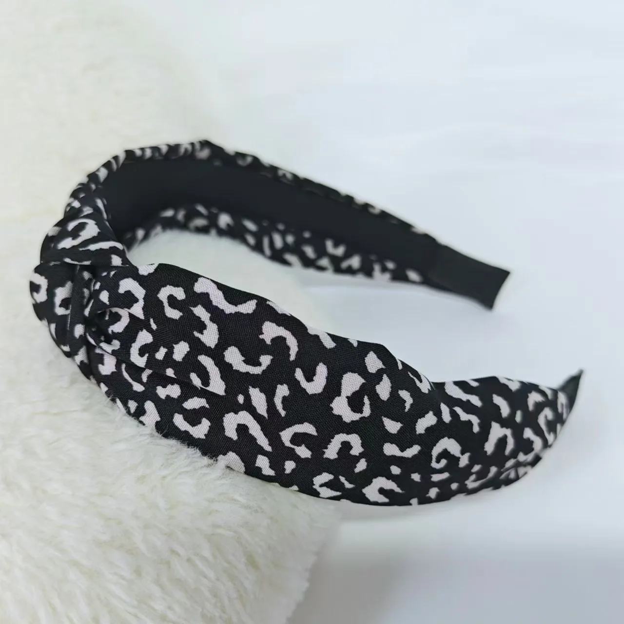 1PC Retro Haarbänder Damen Neue Kreuz Grenze Breite Kante Stirnband Aus Leopard Schwarz Abteilung Knoten Crimp Haarbänder – Detail 11