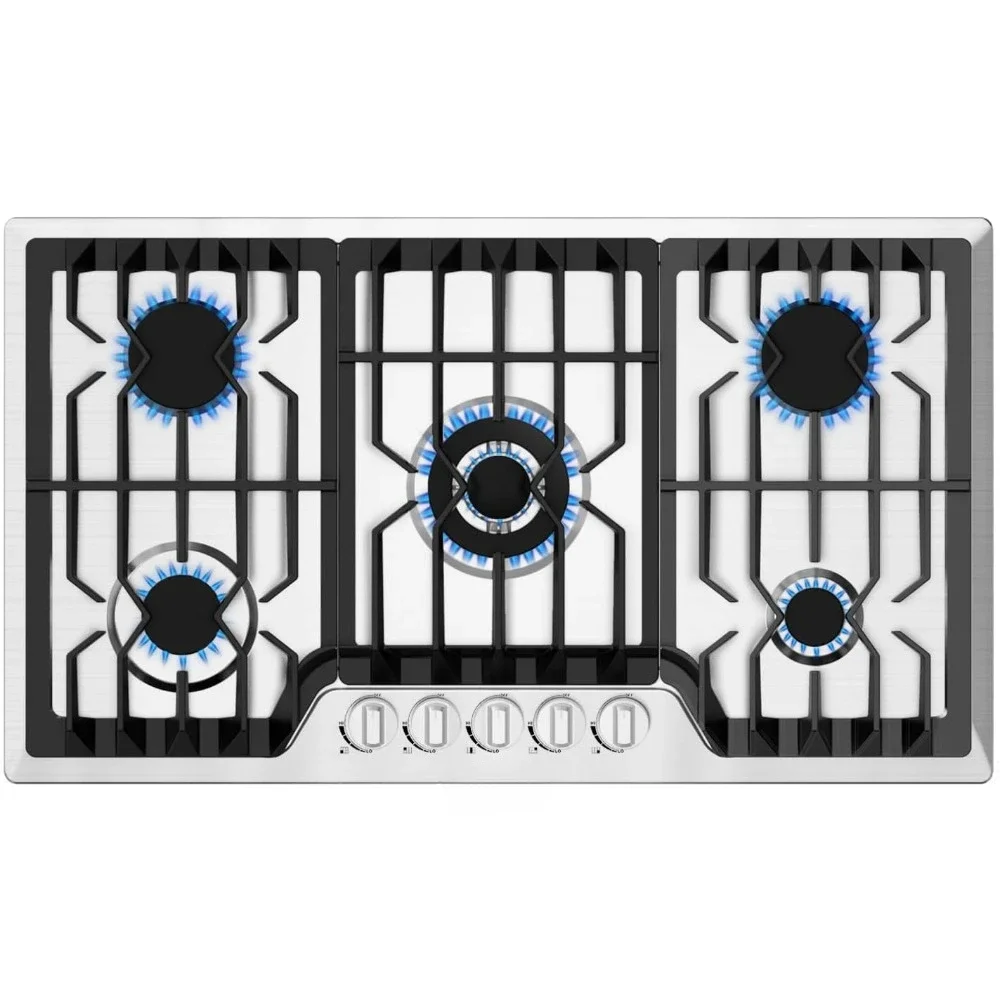 NG/GLP conversível, fogão a gás com queimador de aço inoxidável com proteção de termopar, 120 V AC. (36 polegadas)