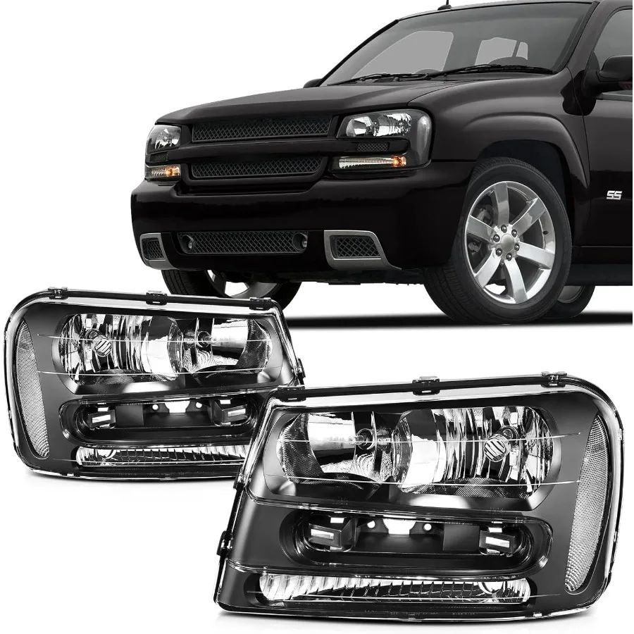 

Headlights For F-150 2009-2014 Chrome Housing Amber Reflector Clear Lens Driver and Passenger Side