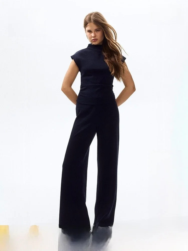 

Новые летние женские брюки H&M из ткани с эффектом потертости, прямого кроя, с высокой талией, в повседневном стиле, из полиэстера и спандекса, эластичная ткань