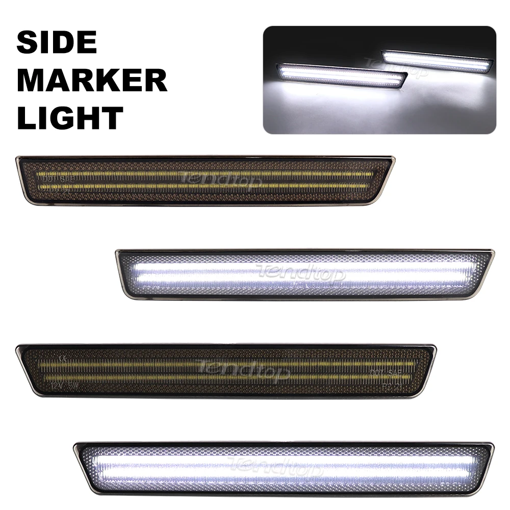 4pcs White LED Side Marker Light Front Rear Bumper Side Marker Lights For Dodge Challenger 2015-2023