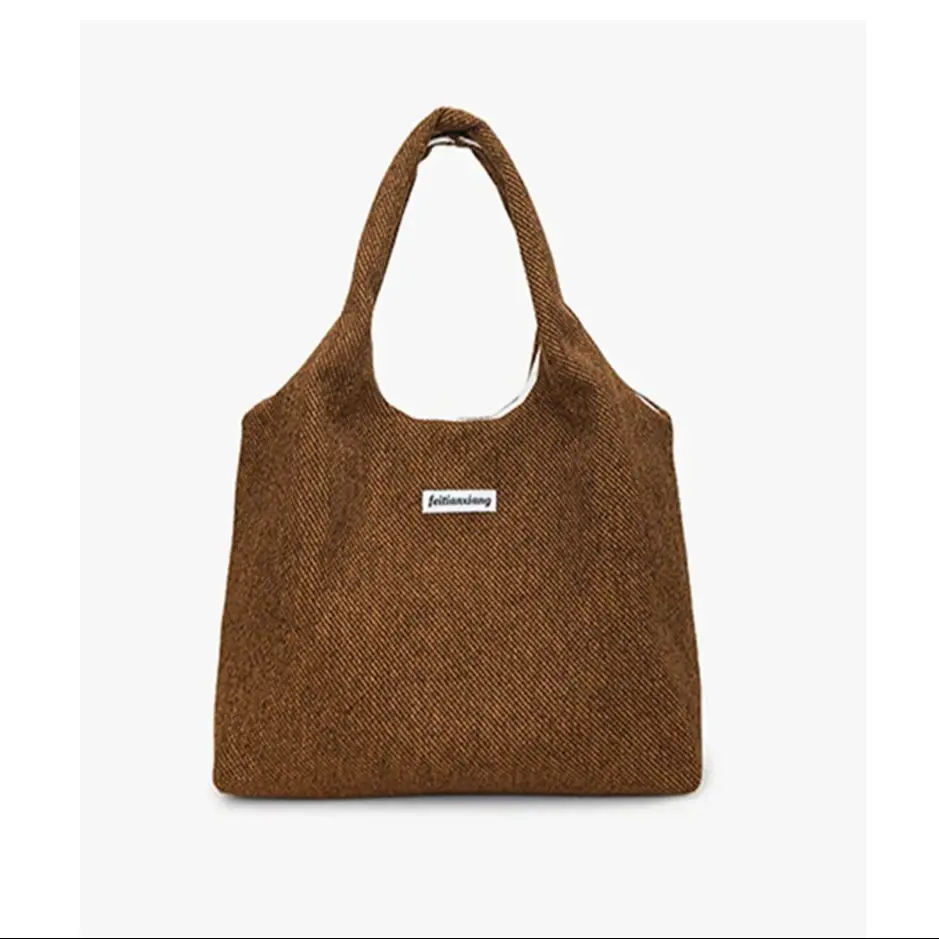 

Woolen Fabric Soft Tote Bag For Women Autumn Winter Large Capacity Shoulder Bag Casual Versatile Female Commuting Handbags