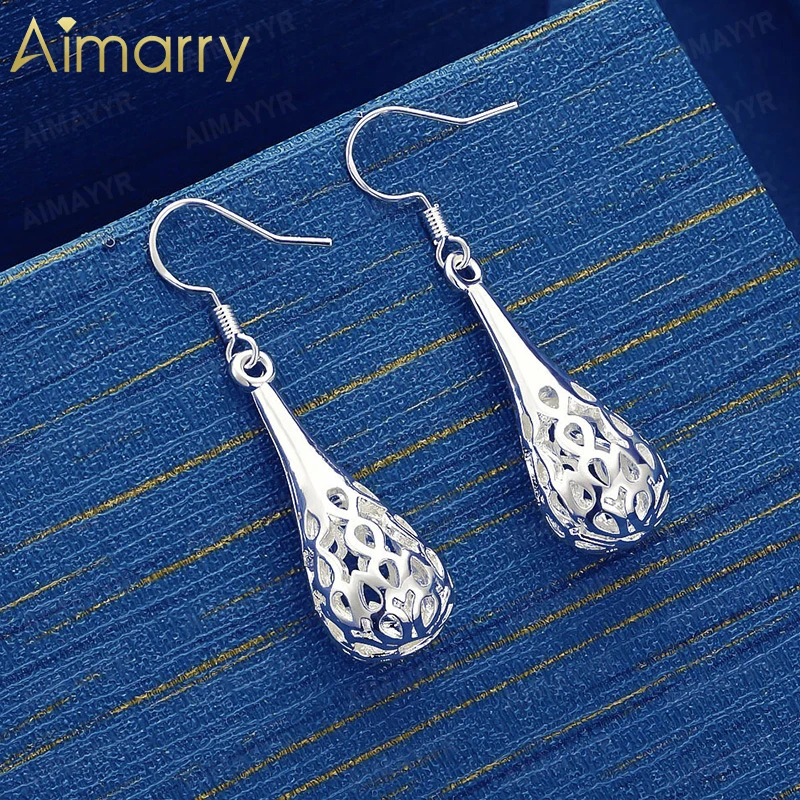 925 Sterling Silver Retro Hollow Water Droplet Earrings for Women's Parties Banquets Weddings High-quality Fashion Jewelry
