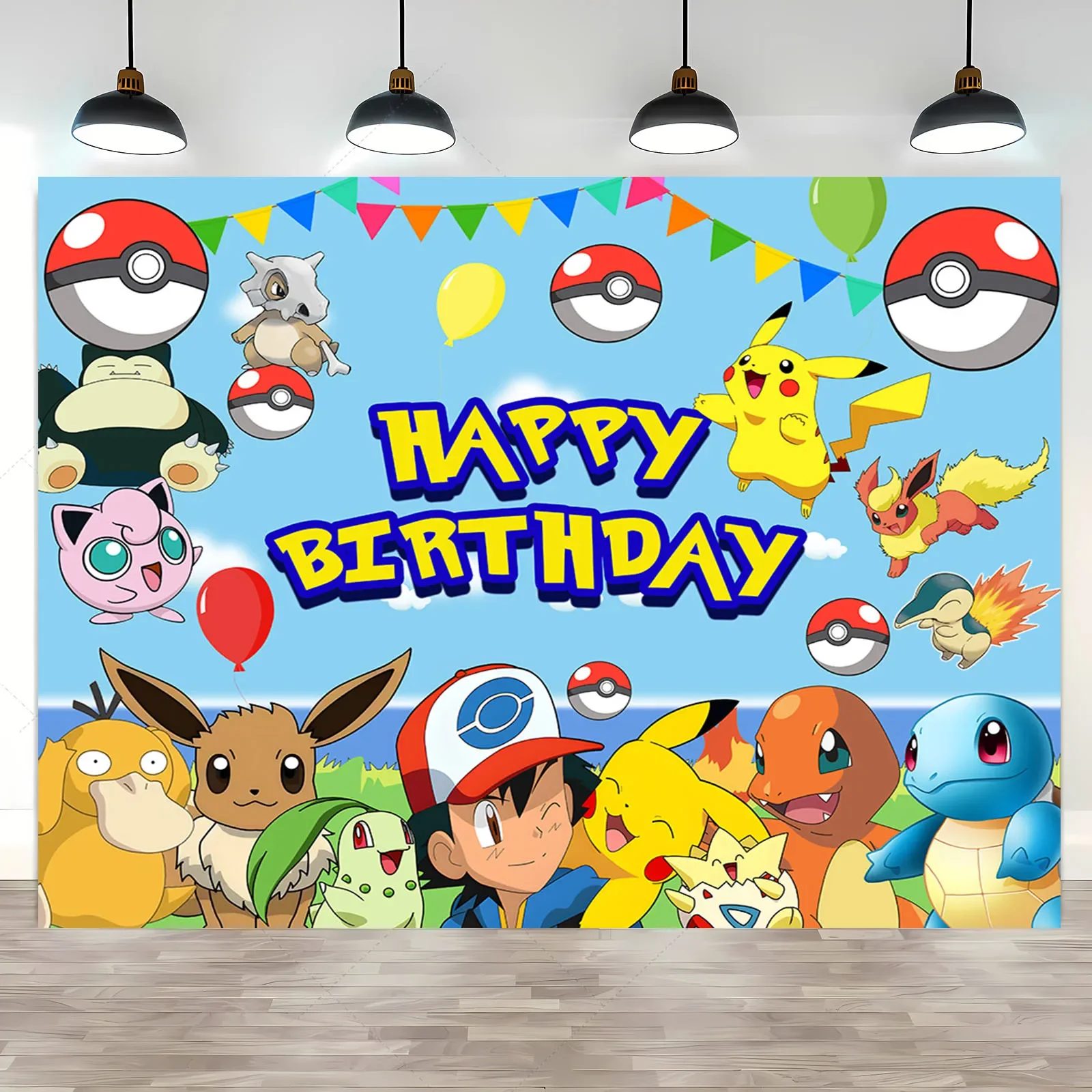 Pokemon Pikachu Photography Background Poster, Children's Birthday Party Decoration, Boy Baby Shower Decoration