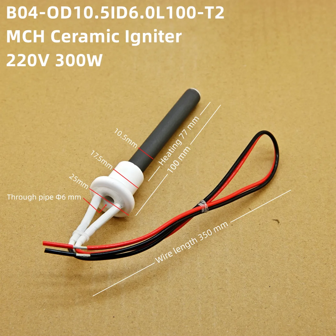 Ceramic igniter 230V 300W, B04 quick ignition for home appliance accessories pellet stove igniter