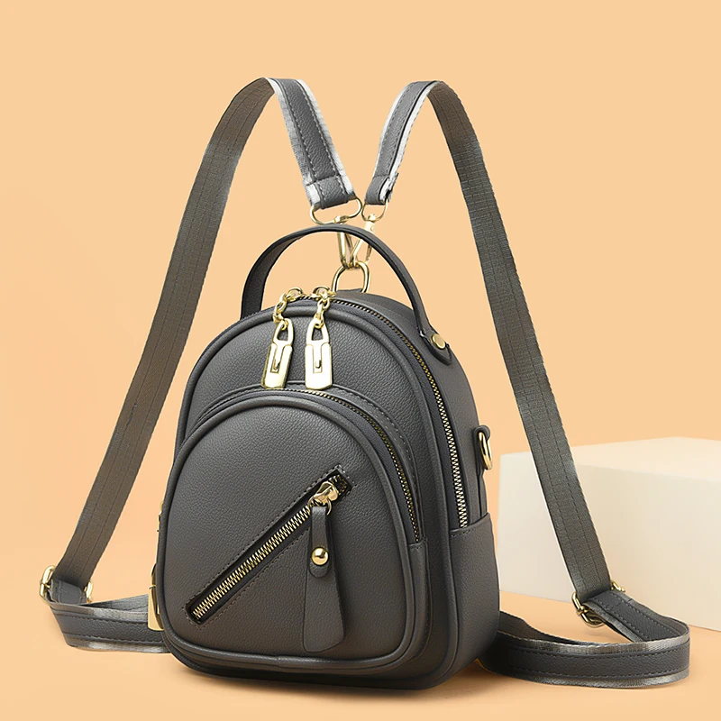 Mini Backpack Women Luxury Leather Shoulder Bag For Girls Kids Multi-Function Small Bagpack Female Purse Fashion Small Backpack