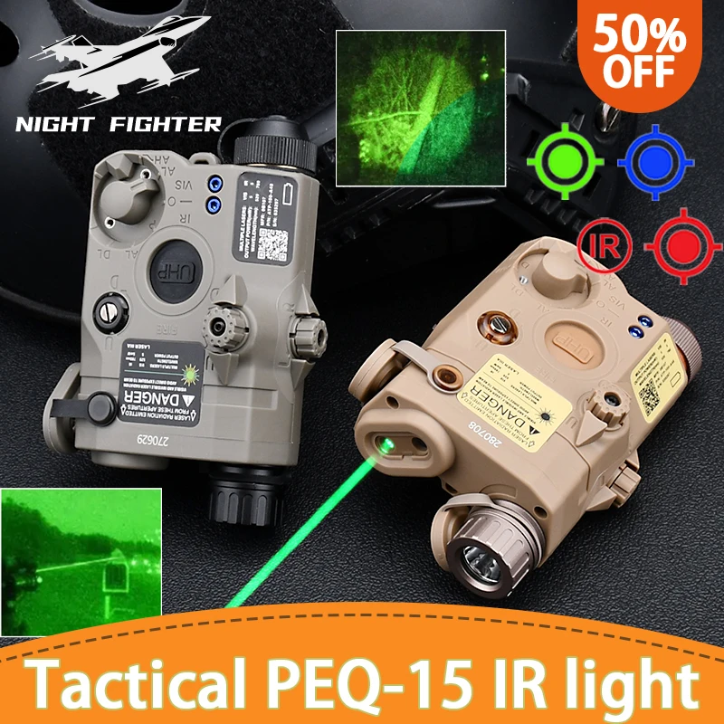 

WADSN AN PEQ-15 Red/Green LASER IR LASER+IR illumination LED Flashlight Night Vision Weapon Light Hunting 20mm Rail HuntingLight