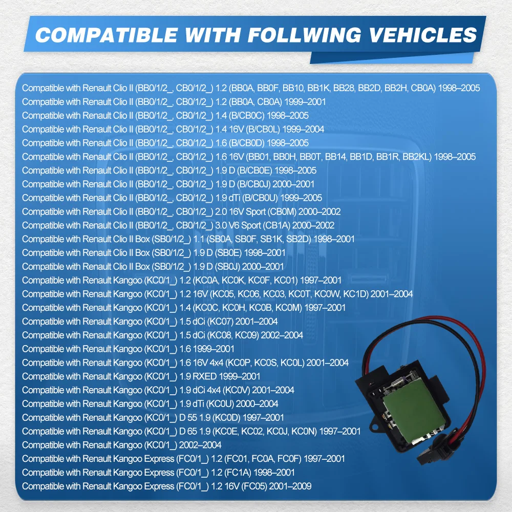 Heater Fan Blower Motor Resistor for Renault Clio II 1998-2005 Kangoo 1997-2004 Kangoo Express 1997-2009 7701206104 7701044817