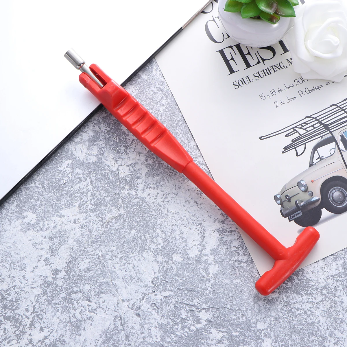 

Auto Tire Mouth Repair Kit Red Nonslip Handle Durable Plastic Tire Rod Puller Tool Tyre Remover for Trucks Bikes Motorcycles
