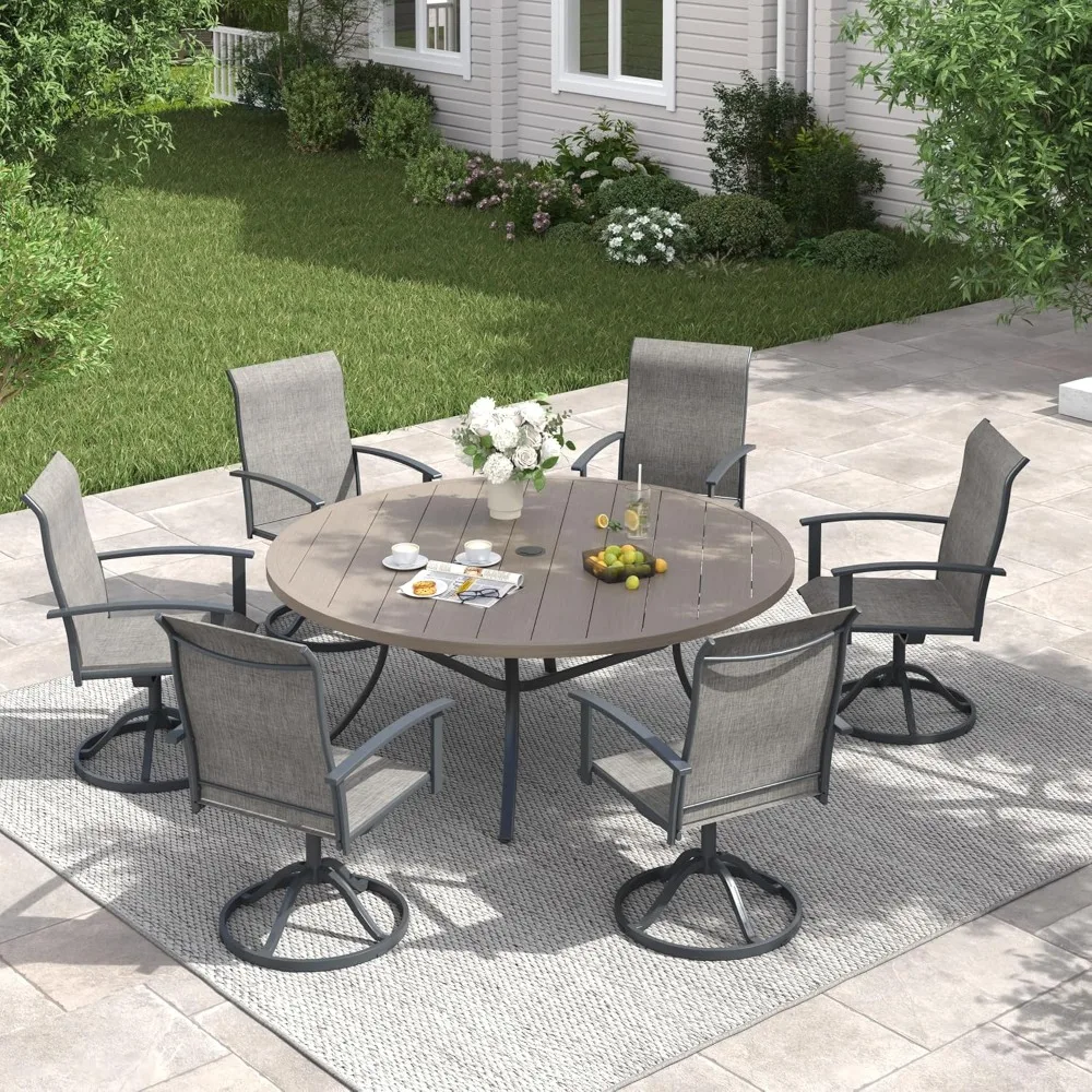 

50" Outdoor Round Patio Table with Umbrella Hole, All Weather Metal Round Outdoor Dining Table, Customized