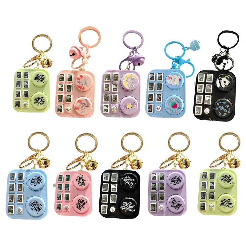 Mini DJ Processor Musical Instrument Keychain Creative Purse Charm with Light & Music Bag Pendant Operated Games Machine Keyring