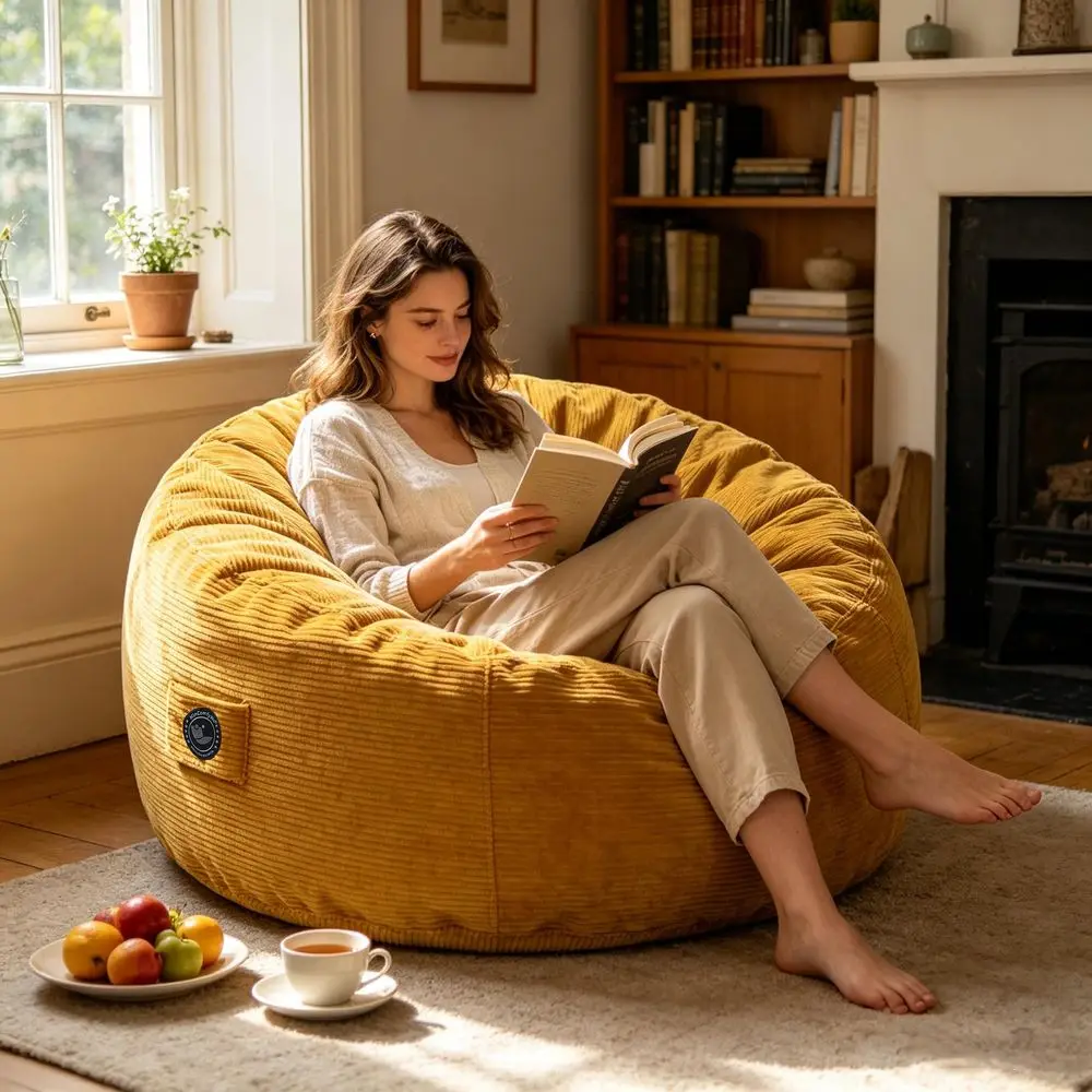 Bean Bag Chair for Adults, Oversized Bean Bag Sofa, Soft Supportive Bean Bags with Durable Removable Cover for Living Room, Bed