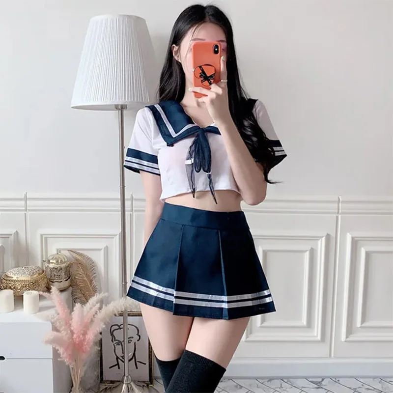 4XL Plus Size Porno Women Sexy School Girl Costumes Cosplay Babydoll Sexy Lingerie Suspender Student Uniform Japanese Role Play