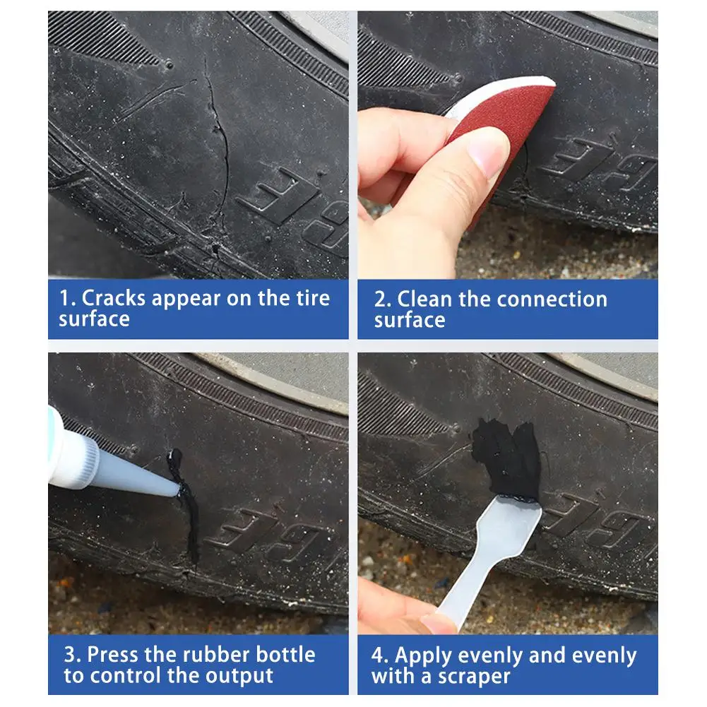 Tire Repair Black Glue set Liquid Strong Rubber Wear-resistant Non-corrosive Adhesive Instant Bond Leather car Tire Repair Tool