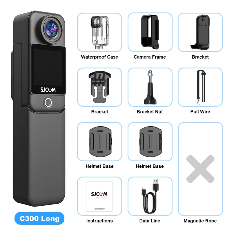 SJCAM C300 Taschen-Action-Kamera 4K FHD mit langer Akkulaufzeit Video 30M wasserdichte 5G WiFi-Kamera Sport-Action-Kamera 4