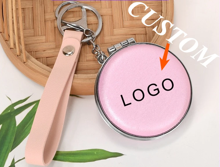 

1pc Custom Keychain Personalized Metal Circular Bread Double-sided Mirror Customized Key Ring Car Accessories Gift Wholesale